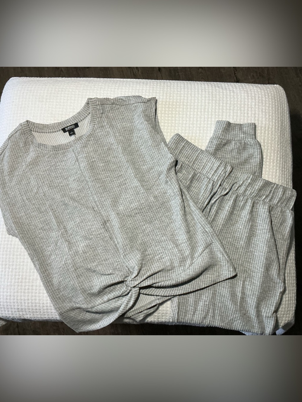 Buffalo David Bitton Light Gray Ribbed Lounge Set
